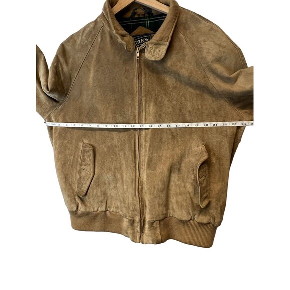 Men's Vintage Crew Tan Pig Suede Leather Plaid Lined Bomber Jacket Size 46 - Picture 11 of 16